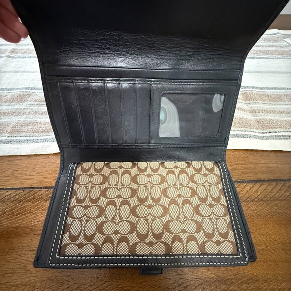 COACH VINTAGE TRIFOLD CHECKBOOK WALLET & INSERT MONOGRAM CANVAS LEATHER - Picture 9 of 16